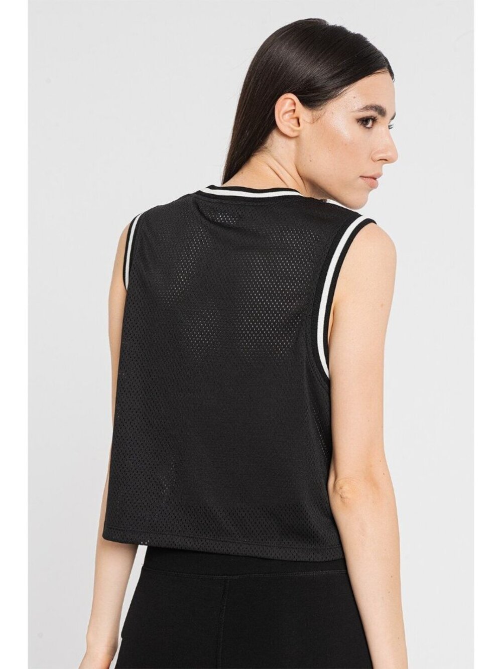 DKNY Sport Tank Top Size 2X Mesh Basketball Black Sleeveless White Logo Was $44. - Picture 2 of 12